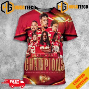 Back 2 Back AFC West Champions Is Kansas City Chiefs NFL Playoffs 3D Merchandise T-Shirt