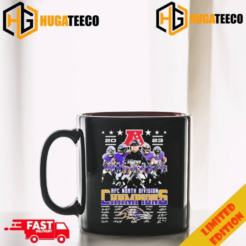 Baltimore Ravens 2023 AFC North Division Champions Sigantures Merchandise Ceramic Mug