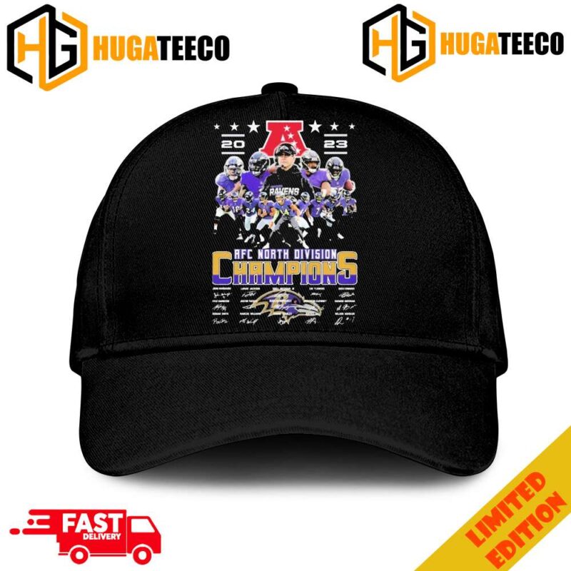 Baltimore Ravens 2023 AFC North Division Champions Sigantures Merchandise Hat-Cap