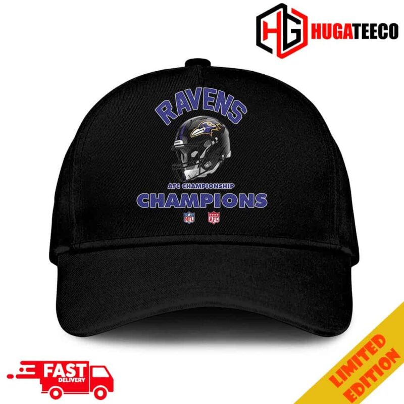 Baltimore Ravens AFC Championship Season 2023-2024 NFL Super Bowl LVII Merchandise Helmet Winners Hat-Cap