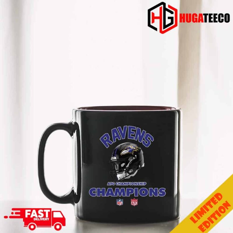 Baltimore Ravens AFC Championship Season 2023-2024 NFL Super Bowl LVII Merchandise Helmet Winners Mug