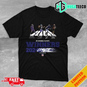Baltimore Ravens Is Winners 2023-2024 AFC Divisional Playoffs Jan 20 2024 Levi’s Stadium Team Members NFL Logo Abbey Road Signatures T-Shirt Long Sleeve Hoodie Sweater