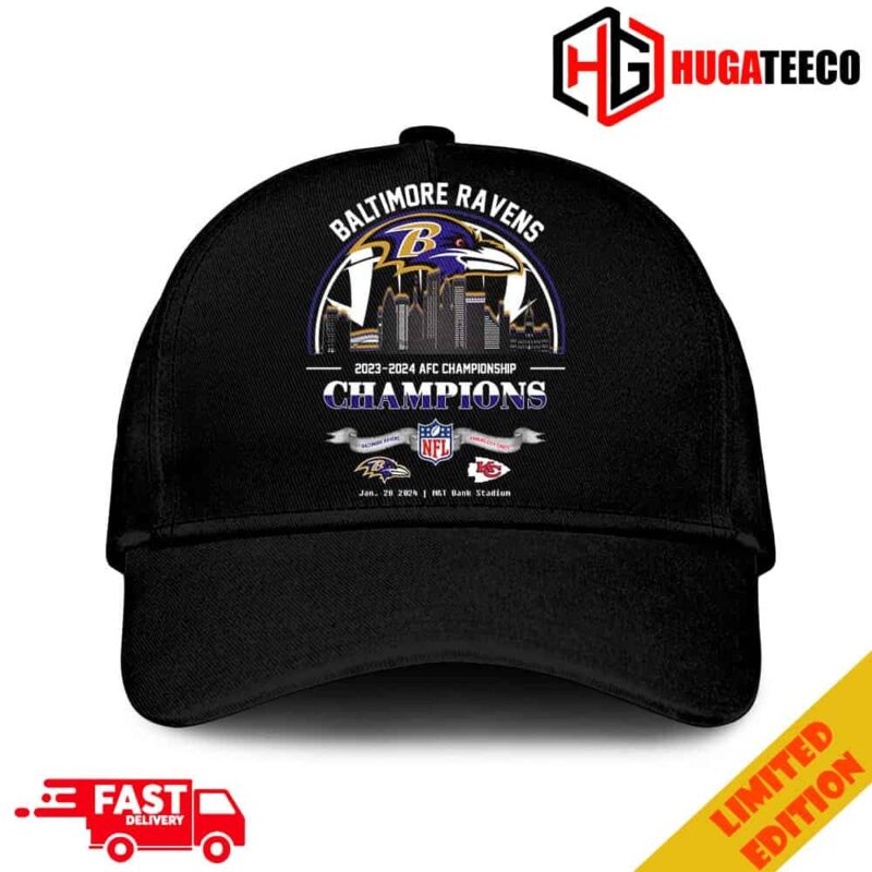 Baltimore Ravens Winners Season 2023-2024 AFC Championship NFL Divisional Skyline January 28 2024 MT Bank Stadium Hat-Cap