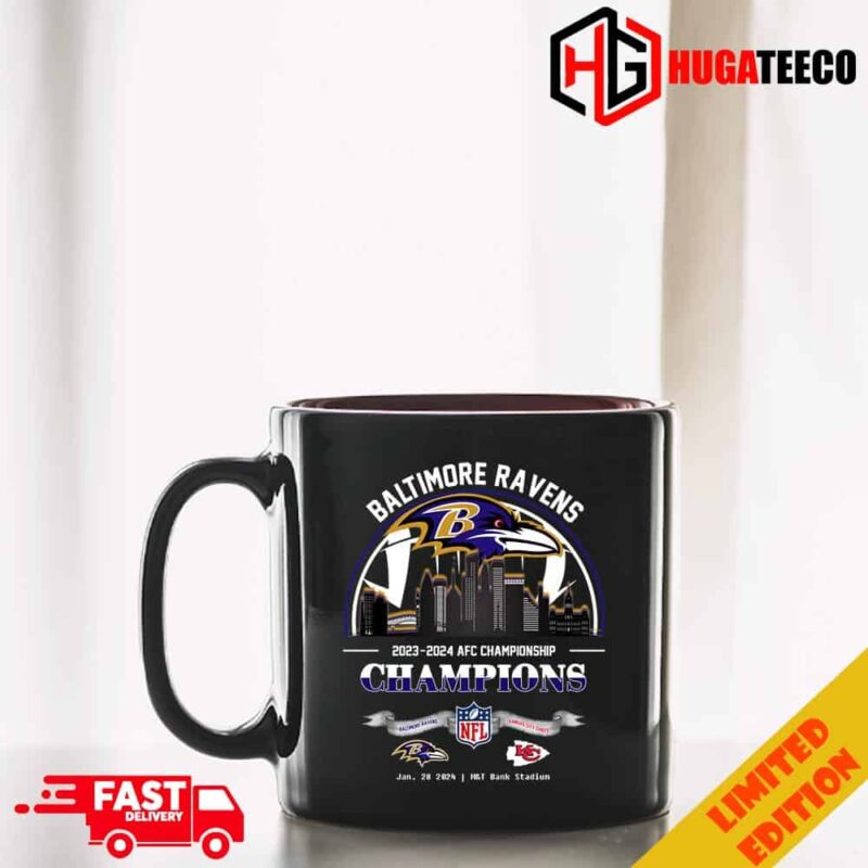 Baltimore Ravens Winners Season 2023-2024 AFC Championship NFL Divisional Skyline January 28 2024 MT Bank Stadium Mug