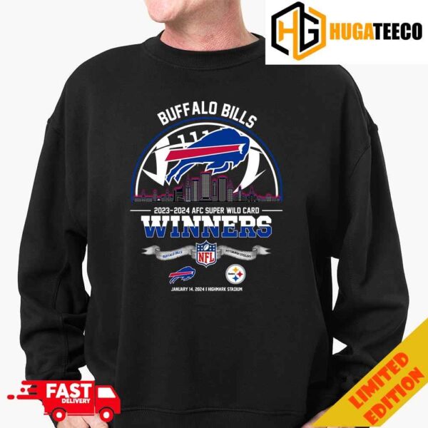 Buffalo Bills Winners Season 2023-2024 AFC Super Wild Card NFL Divisional Skyline January 14 2024 Highmark Stadium Hoodie T-Shirt