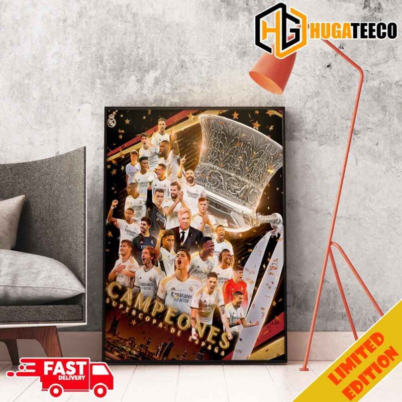 Campeones Supercopa De Espana Real Madrid FC Spanish Super Cup Final Champions Celebrations Home Decorations Poster Canvas