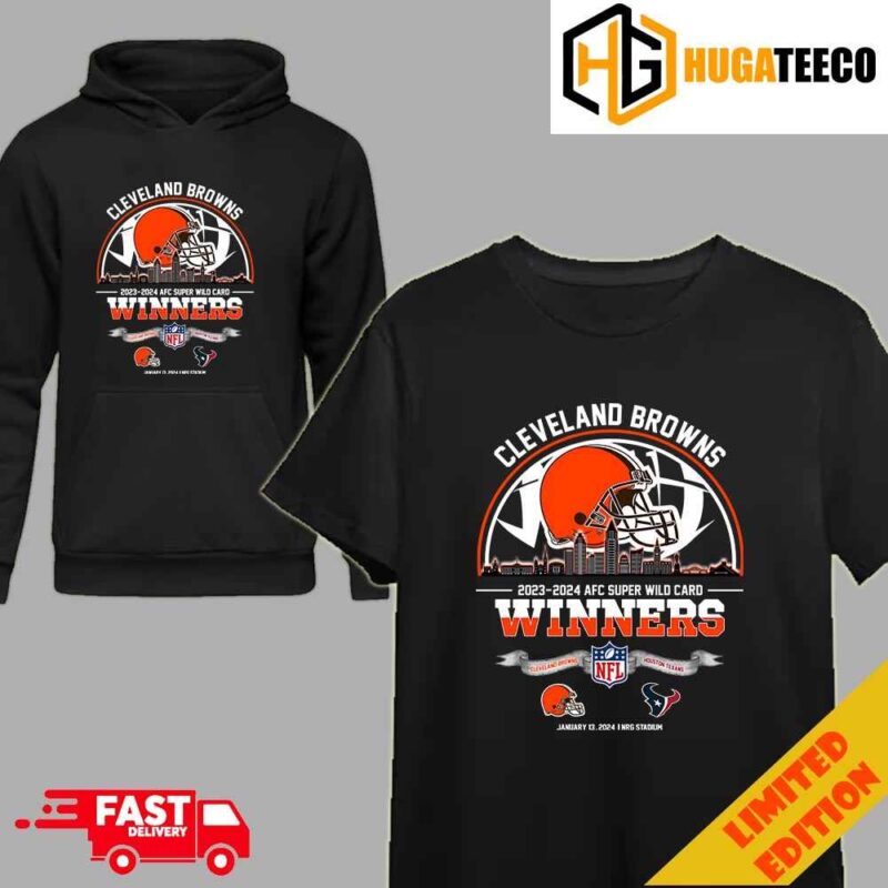 Cleveland Browns Winners Season 2023-2024 AFC Super Wild Card NFL Divisional Skyline January 13 2024 NRG Stadium Hoodie T-Shirt