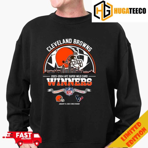 Cleveland Browns Winners Season 2023-2024 AFC Super Wild Card NFL Divisional Skyline January 13 2024 NRG Stadium Hoodie T-Shirt