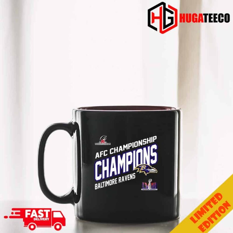 Congratulations Baltimore Ravens AFC Championship Winners Merchandise Champions Logo Super Bowl LVIII 2024 Mug