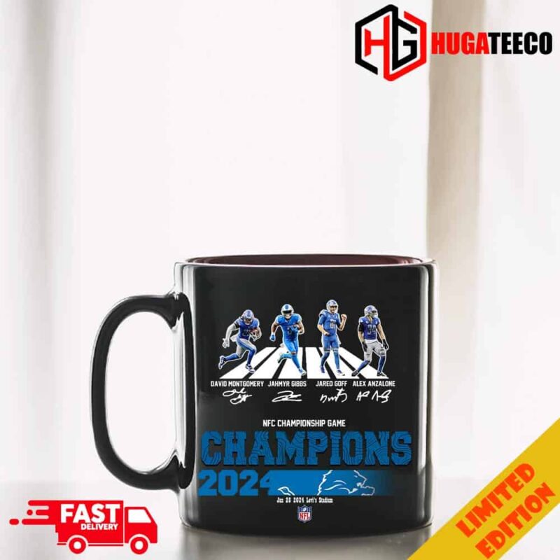 Congratulations Detroit Lions Is Champions Of NFC Championship Game Season 2023-2024 At Jan 28 Levi’s Stadium Abbey Road Team Member Signatures Mug