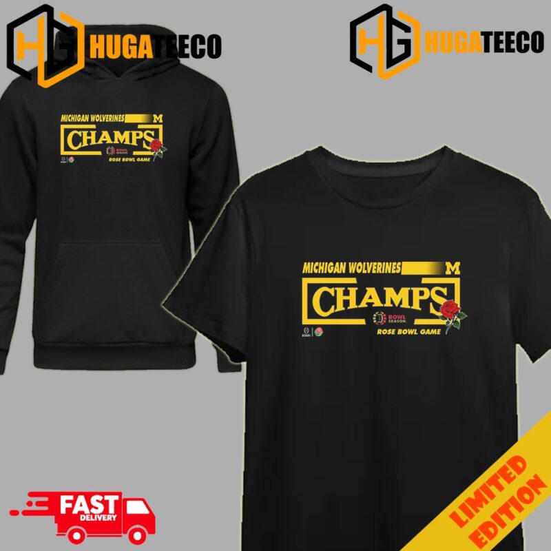 Congratulations Michigan Wolverines Is Champions Of Rose Bowl College Football Bowl Season 2023-2024 T-Shirt Long Sleeve Hoodie