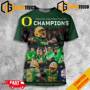 Congratulations Oregon Ducks Champions Of The Vrbo Fiesta Bowl 2023-2024 3D Merchandise T-Shirt