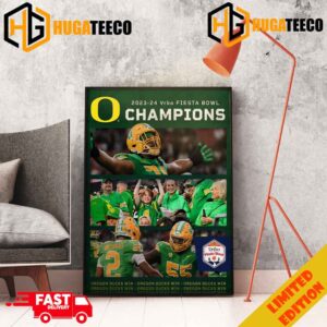 Congratulations Oregon Ducks Champions Of The Vrbo Fiesta Bowl 2023-2024 Merchandise Home Decor Poster Canvas