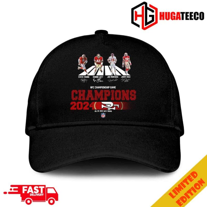 Congratulations San Francisco 49ers Is Champions Of NFC Championship Game Season 2023-2024 At Jan 28 Levi’s Stadium Abbey Road Team Member Signatures Hat-Cap