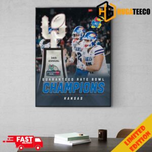 Congratulations The Kansas Jayhawks Football Are Champions Of Guaranteed Rate Bowl College Football Bowl Games Season 2023-2024 Poster Canvas