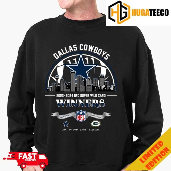 Dallas Cowboys Winners Season 2023-2024 NFC Super Wild Card NFL Divisional Skyline January 14 2024 AT&T Stadium T-Shirt Hoodie