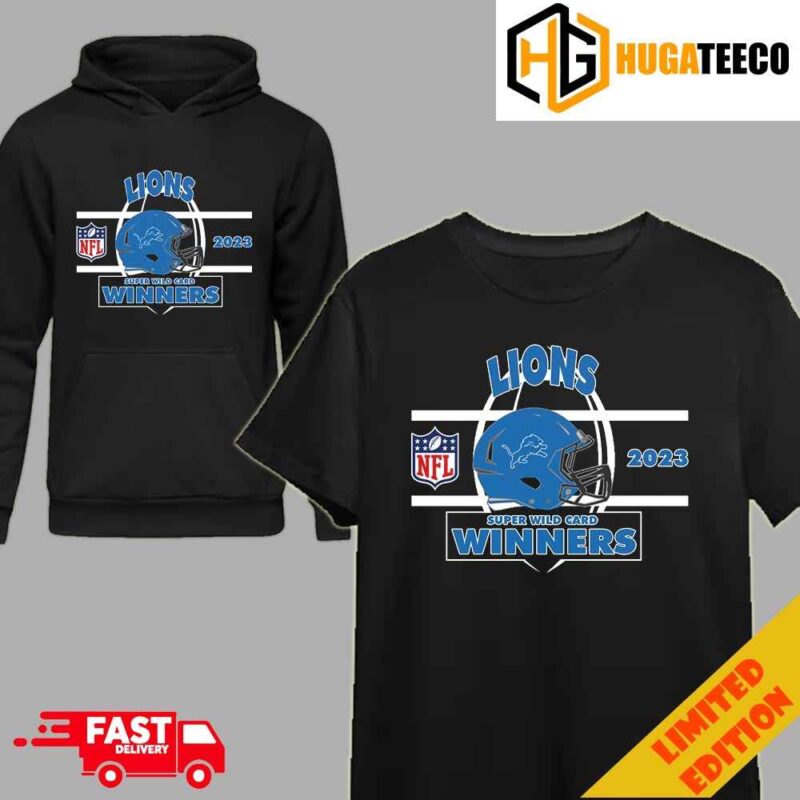 Detroit Lions NFC Wild Card Champions Season 2023-2024 NFL Divisional Helmet Winners T-Shirt Hoodie