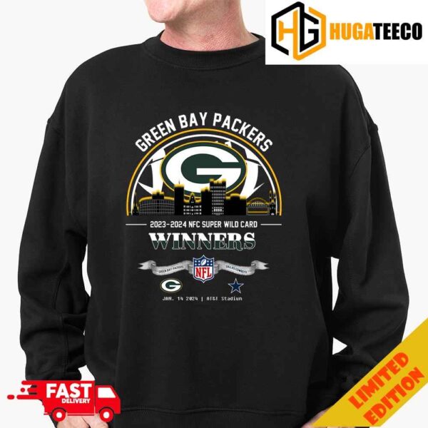 Green Bay Packers Winners Season 2023-2024 NFC Super Wild Card NFL Divisional Skyline January 14 2024 AT&T Stadium T-Shirt Hoodie