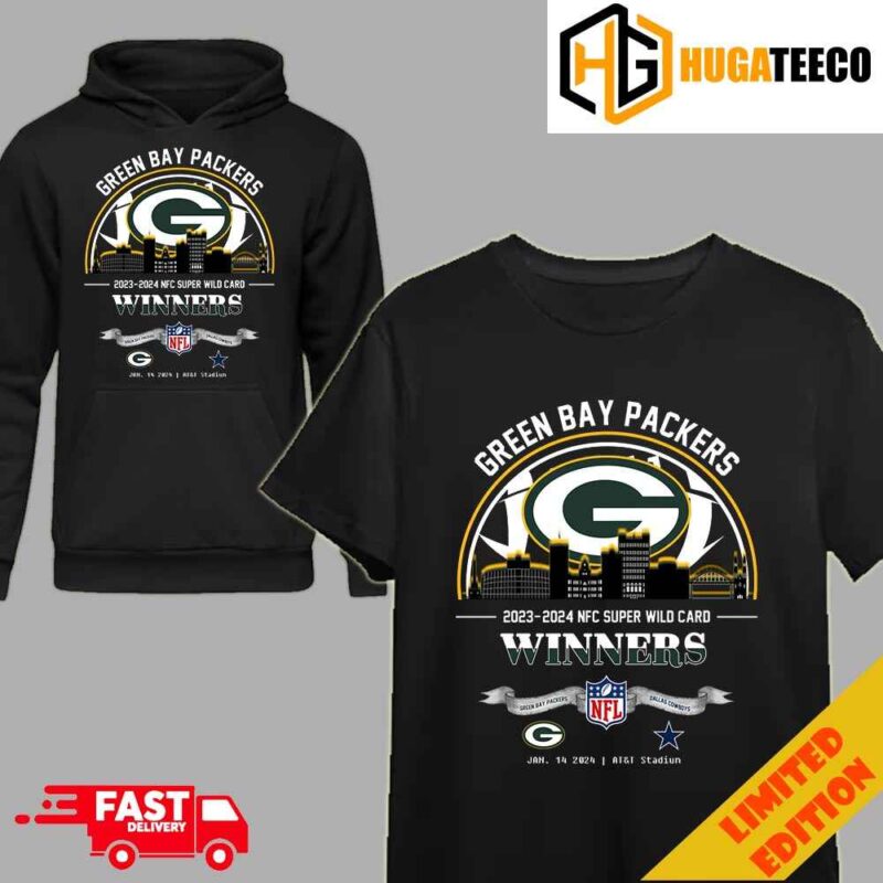 Green Bay Packers Winners Season 2023-2024 NFC Super Wild Card NFL Divisional Skyline January 14 2024 AT&T Stadium T-Shirt Hoodie