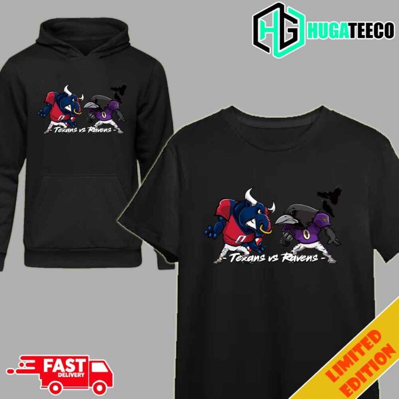 Houston Texans vs Baltimore Ravens AFC Divisional NFL Playoffs Season 2023-2024 Mascot T-Shirt Hoodie