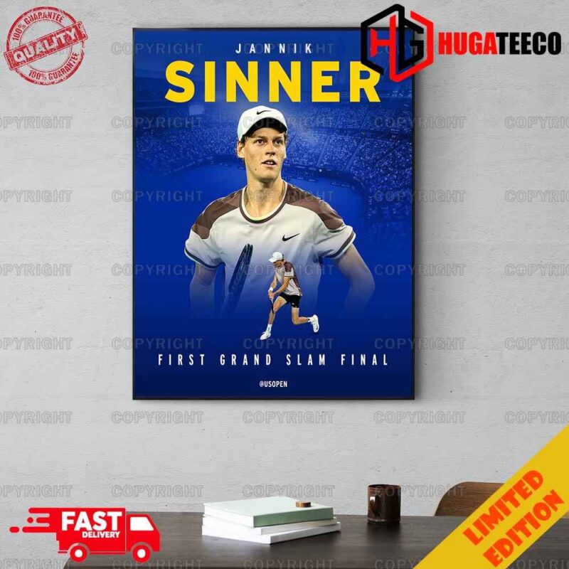 Jannik Sinner US Open Tennis First Grand Slam Final 2024 Congratulations Forza Home Decoration Poster Canvas