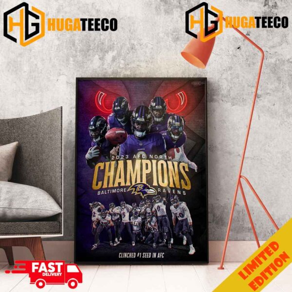 Kings Of The North And The Top 1 Seed 2023 AFC North Champions Baltimore Ravens Merchandise Home Decor Poster Canvas