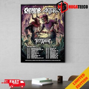 Kreator x Anthrax With Special Guests Testament Nov-Dec 2024 Tour Schedule Lists Home Decoration Poster Canvas