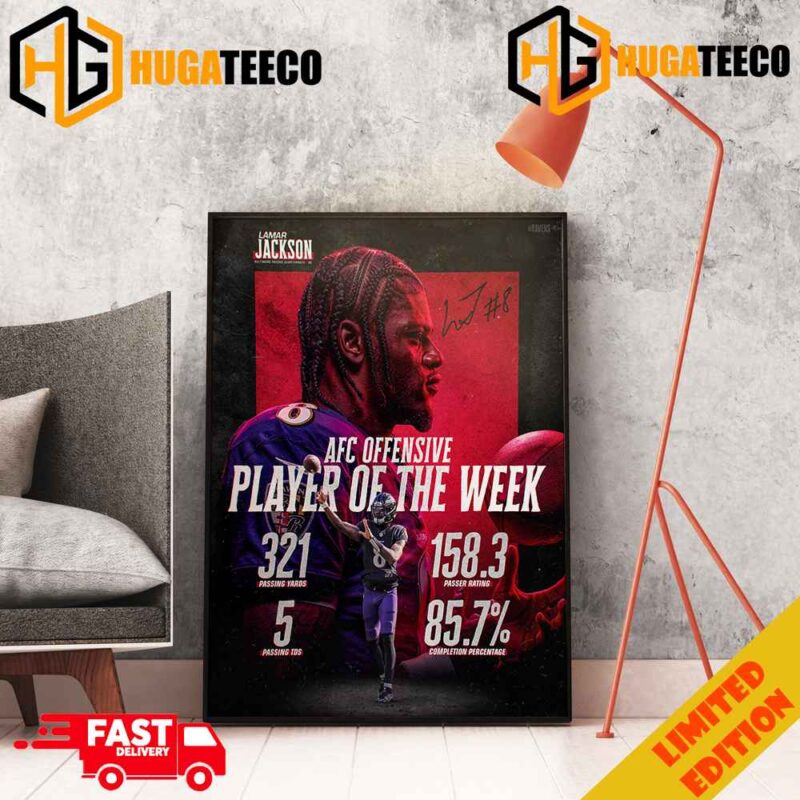 Lamar Jackson AFC Offensive Player Of The Week MVP Baltimore Ravens Merchandise Poster Canvas