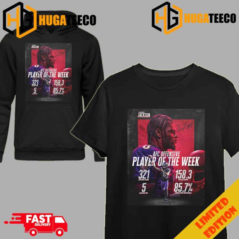 Lamar Jackson AFC Offensive Player Of The Week MVP Baltimore Ravens Merchandise T-Shirt Long Sleeve Hoodie