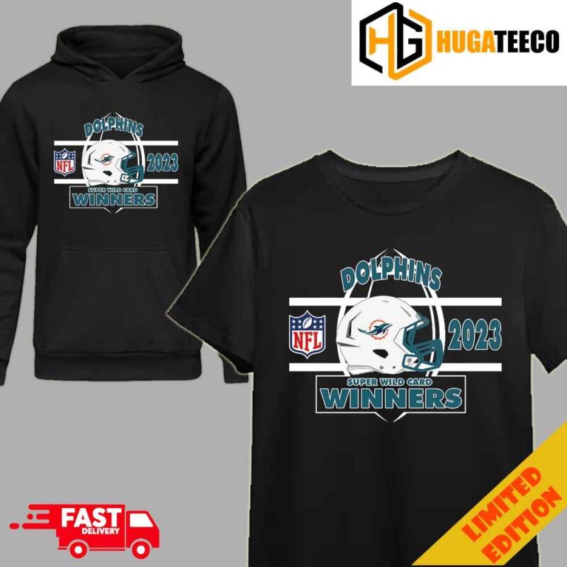 Miami Dolphins AFC Wild Card Champions Season 2023-2024 NFL Divisional Helmet Winners T-Shirt Hoodie