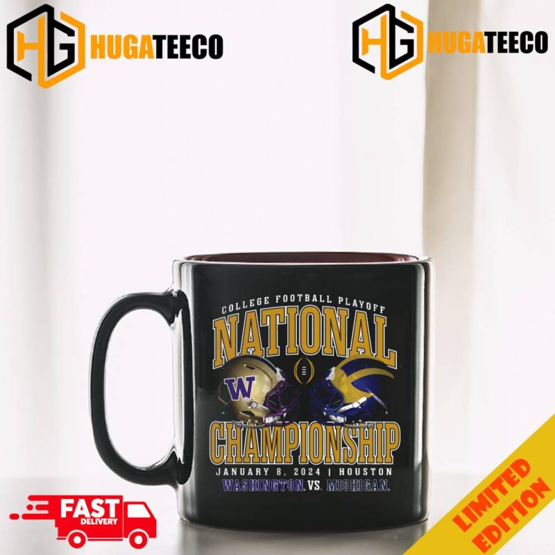 Michigan Wolverines vs Washington Huskies College Football Playoff 2024 National Championship Matchup Focus Execute Win Merchandise Ceramic Mug