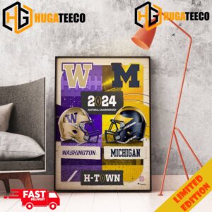 Michigan Wolverines vs Washington Huskies College Football Playoff 2024 National Championship Matchup Merchandise Poster Canvas