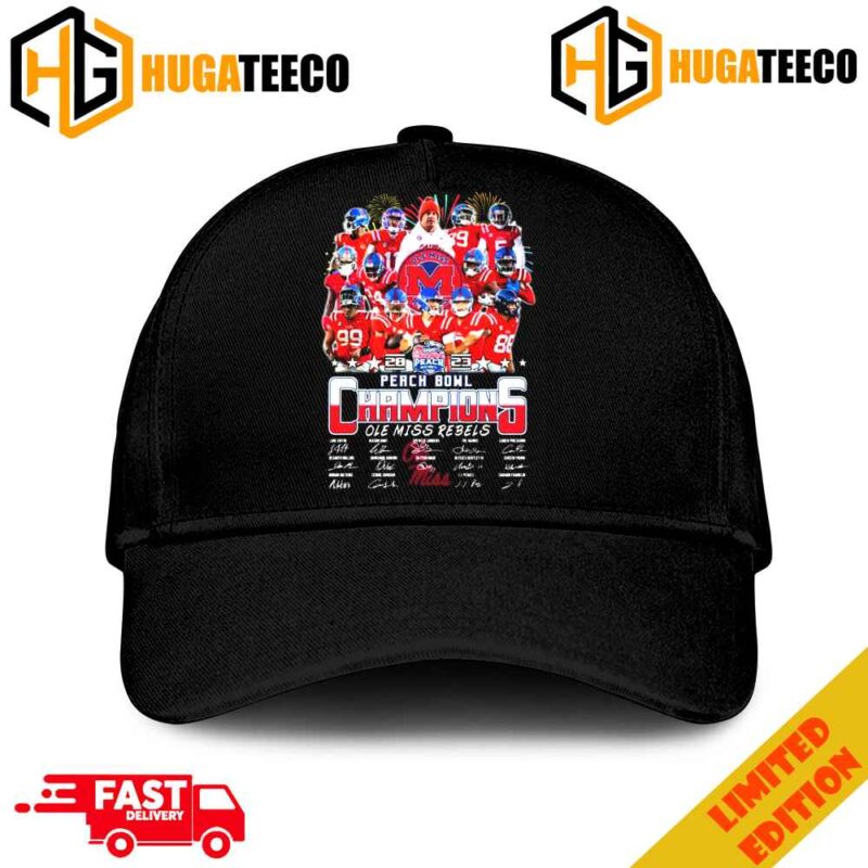Ole Miss Rebels 2023 Peach Bowl Champions Signatures Merchandise Hat-Cap