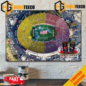 One Of The Most Epic Stadium Photos From The Rose Bowl Alabama Crimson Tide vs Michigan Wolverines 2023-2024 Merchandise Poster Canvas