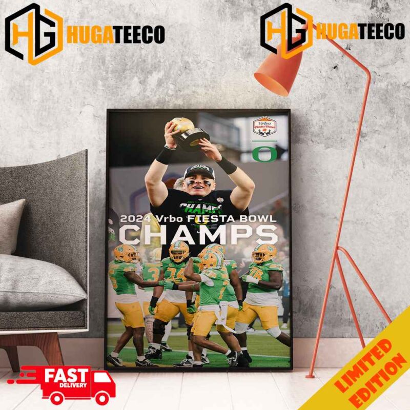 Oregon Ducks Football 2024 Vrbo Fiesta Bowl Champions Merchandise Poster Canvas