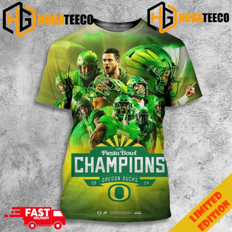 Oregon Ducks Football Is Fiesta Bowl Champions College Football Game Season 2023-2024 Merchandise 3D T-Shirt