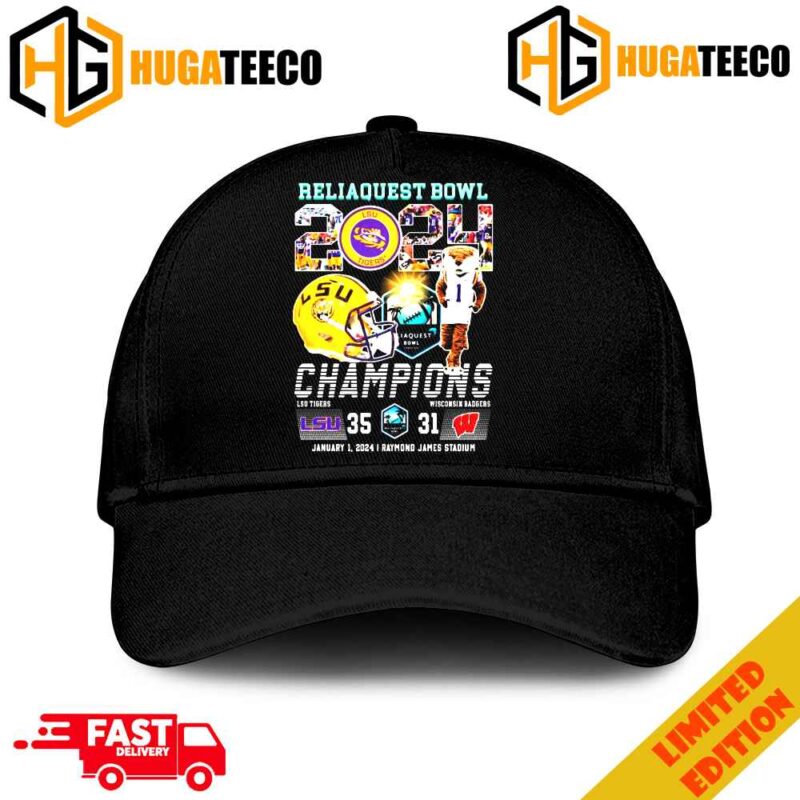 Reliaquest Bowl 2024 Champions LSU Tigers 35-31 Wisconsin Badgers January 1 2024 Raymond James Stadium Merchandise Hat-Cap