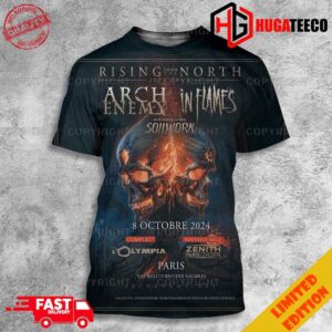 Rising From The North 2024 Tour Arch Enemy In Flames With Special Guests Soilwork 8 October 2024 Paris Unique 3D T-Shirt