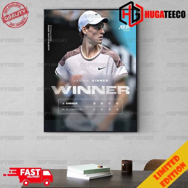SIN-SATIONAL Jannik Sinner Dismisses Novak Djokovic 6-1 6-2 6-7 6-3 To Book A Spot In His First Grand Slam Final ATP Tour Aus Open 2024 Home Decoration Poster Canvas