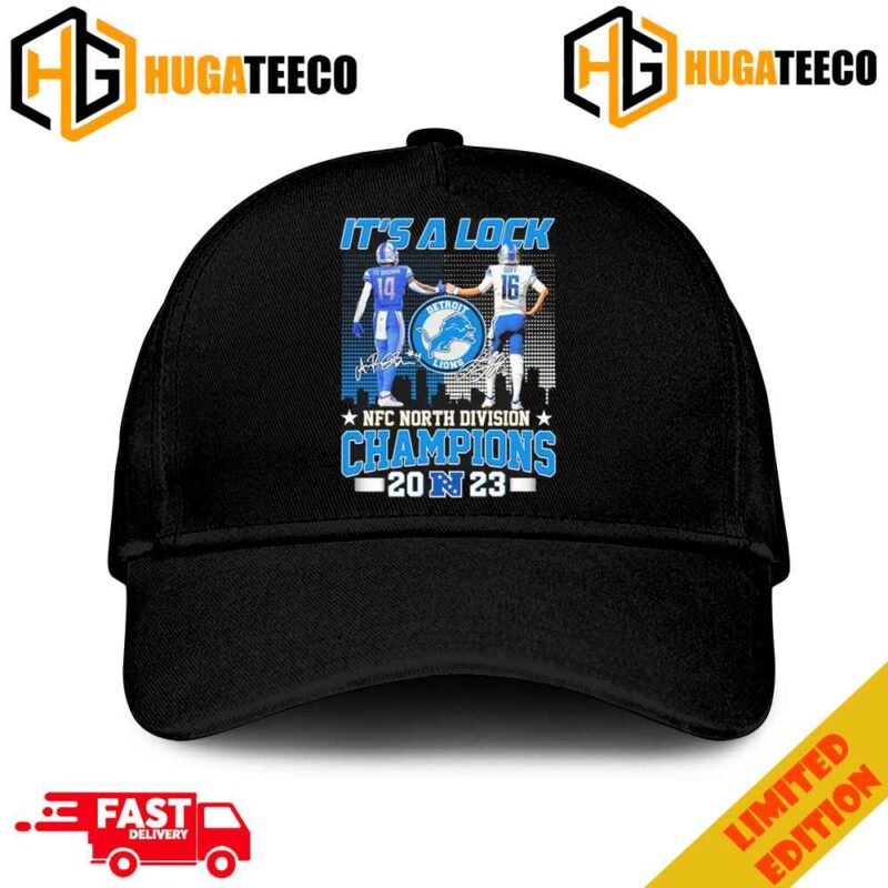 St Brown And Jared Goff It’s A Lock Detroit Lions 2023 NFC North Division Champions Merchandise Hat-Cap