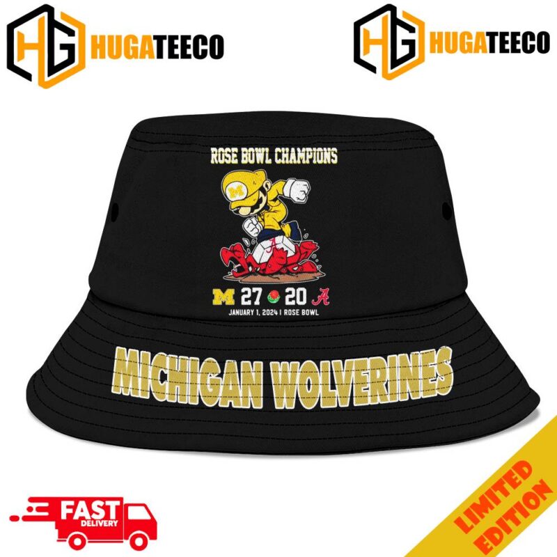 Super Mario Michigan Wolverines Stomp On Alabama Crimson Tide Rose Bowl Champions Summer Hat-Cap