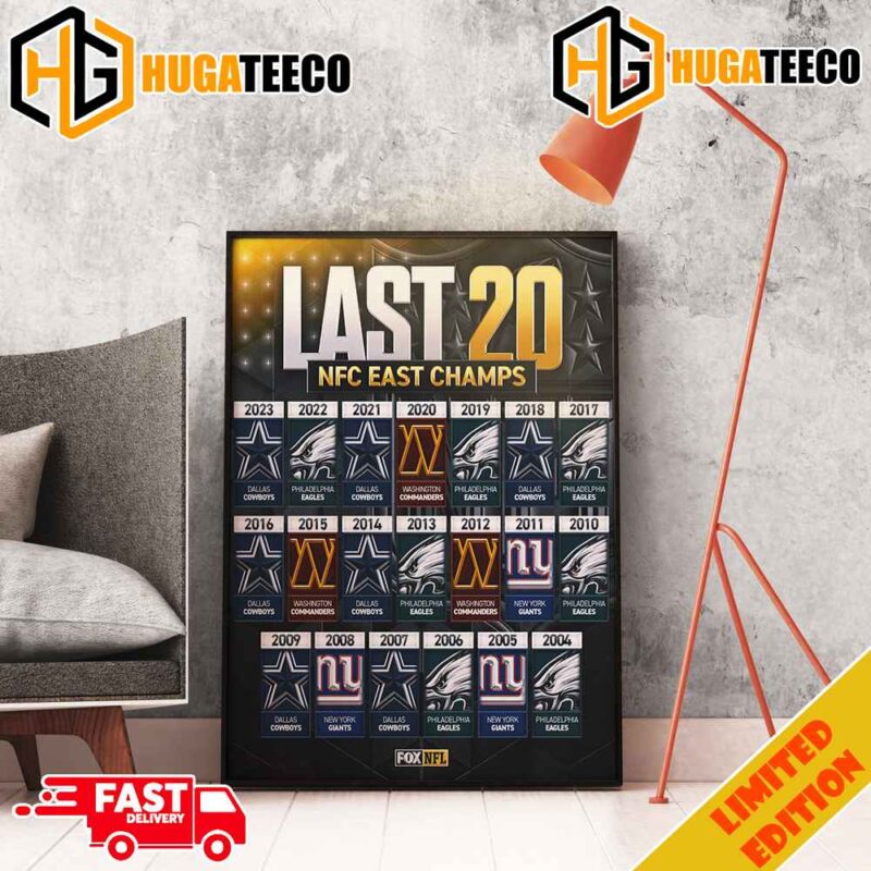 The Last 20 NFC East Champions History NFL Merchandise Home Decor Poster Canvas