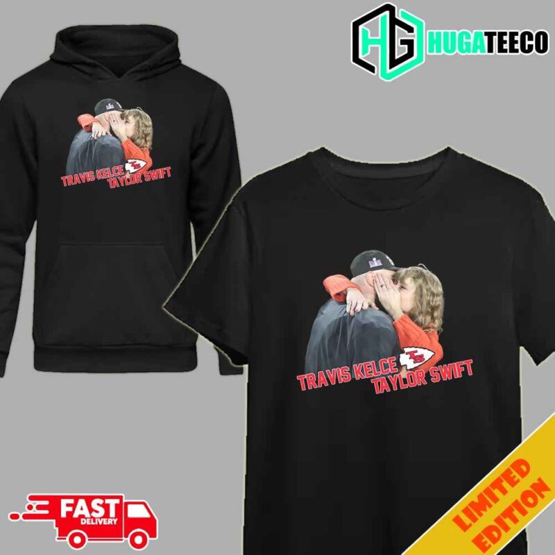 Travis Kelce And Taylor Swift Kisses Moment When Kansas City Chiefs Defeat Baltimore Ravens And Become AFC Champion Go To Super Bowl LVIII 2023-2024 Go Kansas City Swifties T-Shirt
