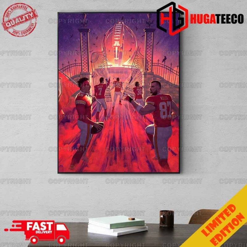 Travis Kelce Harrison Butker Chris Jones Patrick Mahomes L’Jarius Sneed Of Kansas City Chiefs Here Come The Kingdom Drawn By Grant Gruenhaupt Home Decoration Poster Canvas