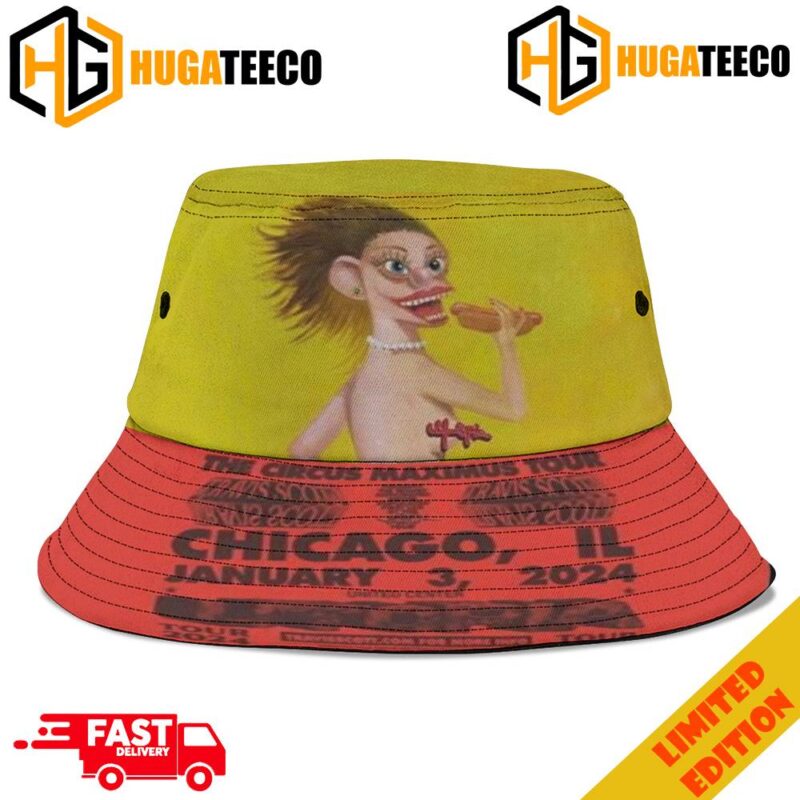 Travis Scott The Circus Maximus Tour In Chicago IL On January 2 2024 At United Center UTOPIA 2024 Summer Bucket Hat-Cap