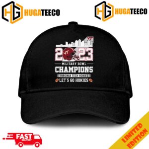 Virginia Tech Hokies Skyline 2023 Military Bowl Champions Let’s Go Eagles Merchandise Hat-Cap