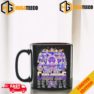 Washington Huskies Football 2024 Sugar Bowl Champions Team Member Signatures Merchandise Ceramic Mug