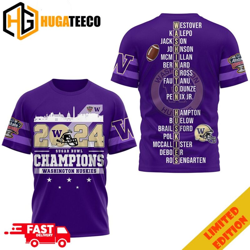 2024 Sugar Bowl Champions Washington Huskies Merchandise Hoodie T-Shirt Sweater