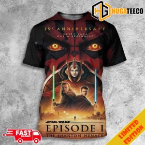 25th Anniversary Poster For The Phantom Menace Star Wars Episode I Returns To Theaters In 3rd May 2024 3D T-Shirt