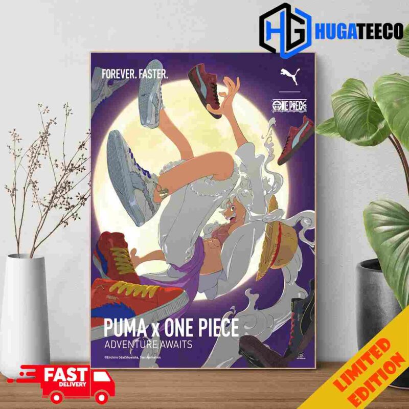 Adventure Awaits One Piece X Puma Collab Shoes Poster Canvas